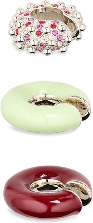 Paco Rabanne Set of 3 Punk Style Ear Cuffs in P082 Purple /Green /Silver at Nordstrom