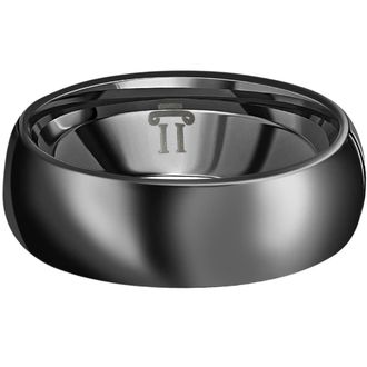 Pompeii3 Mens Black Polished Bright Tungsten Ring Ring 7mm Comfort Fit Wedding Band