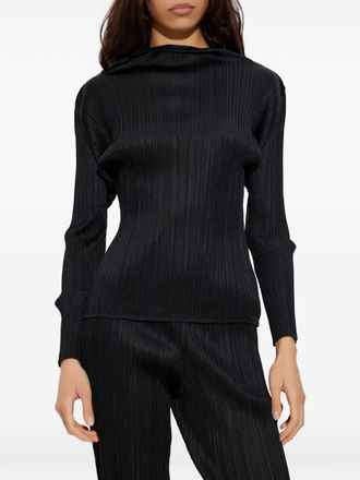 Pleats Please Issey Miyake Geplooide top met lange mouwen - Zwart