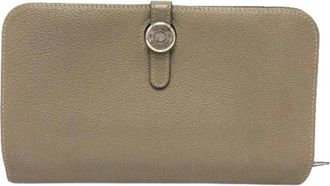 Herm&egrave;s Pre-owned Dogon Long portemonnee (bi-fold) - Dames - Vintage Accessoires - Beige - ONE Size - Leer - Vintage