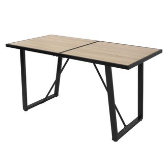 ML Design Ml-design - Mesa De Comedor 140x70x75 Cm Con Aspecto De Roble Mueble De Cocina Industrial Rectangular Para 6 Personas Escritorio De Estructura Met&aacute;lic