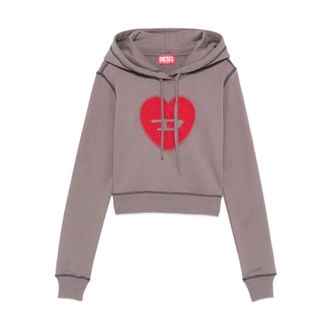 Diesel Heart Katoenen Hoodie - Dames - Hoodies - Grijs - XS - Katoen - Hoodies & sweatvesten