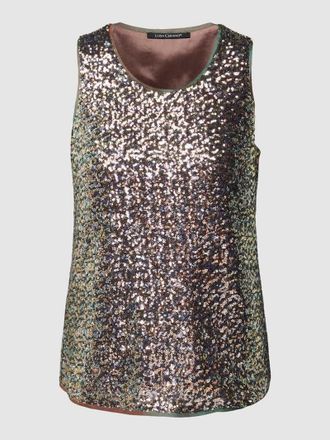 Luisa Cerano Luisa Cerano Pailletten-Top mit Rundhalsausschnitt in Khaki, Gr&ouml;&szlig;e 34