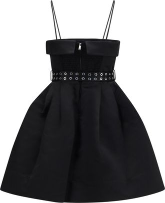 Ganni Womens Dress Short Satin Full Skirt Black Polyester