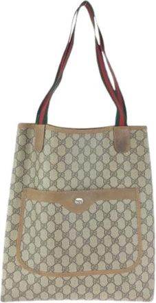 Gucci Pre-owned Tote Bags, female, Beige, Size: ONE SIZE Pre-owned GG Supreme Canvas 2way Bag
