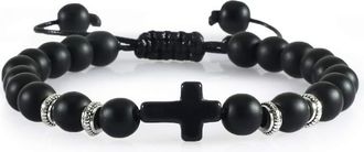 Generic Handmade Stone Wooden Beaded Bracelet Christian Jesus Cross Braided Bracelets Men Women Prayer Yoga Jewelry Couple Gift