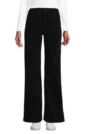 Lands End Corduroy High Rise Classic Flare Pants in Black at Nordstrom, Size 10