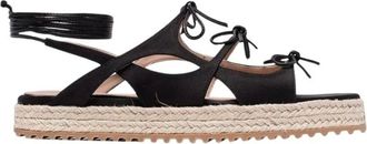 Scarosso Schoenen, Dames, Zwart, 38 1/2 EU, Leer, Sweet Lace Sandalen