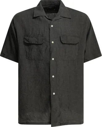 Beams Plus Camicia da Lavoro a Maniche Corte con Collo Camp - - Shirts - Uomo - Marrone - XL