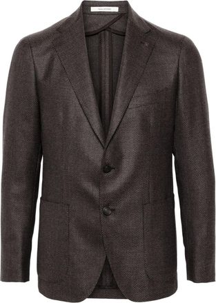 Tagliatore brooch-detail blazer - men - Cashmere/Virgin Wool/Cupro - 54 - Brown
