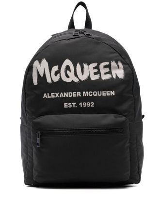 Alexander McQueen Zaino Graffiti Metropolitan con stampa - Nero
