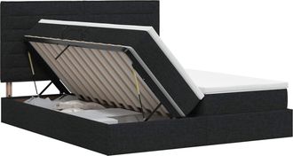 vidaXL Cama Con Almacenamiento Con Cabecera Negro 180 X 200 Cm Tela Vidaxl