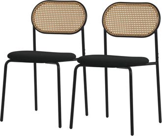 ML Design Ml-design - Juego de 2 Sillas de Comedor Color Negro Asiento Moderno de Cocina con Respaldo Curvado de Rejilla Tapizado con Patas de Metal, Mueble