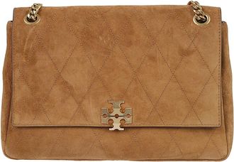 Tory Burch Tassen, Dames, Bruin, ONE Size, Su&egrave;de, Gewatteerde Su&egrave;de Crossbody Tas