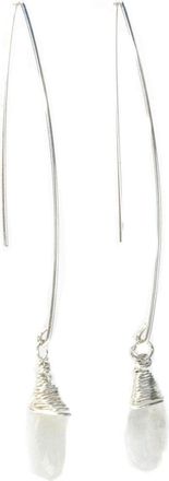 A Blonde and Her Bag Jill Long Wire Drop Earring in Moonstone