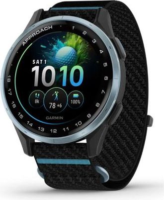 Garmin Approach J1 - Aluminum Bezel with ComfortFit Fabric Band in Black/azure at Nordstrom