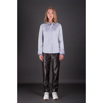 Moorer Womens Light Blue Tailored Shirt, Size 40