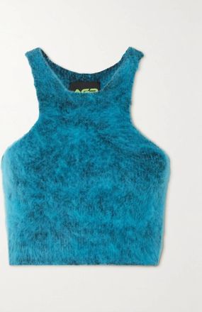 AGR Womens Cropped Brushed Stretch-Knit Top In Turquoise