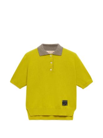 Marni Yellow Cashmere Polo Shirt With Contrasting Collar