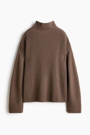 H&M Rib-knit Wool-blend Jumper in Dark Taupe at Nordstrom, Size X-Small