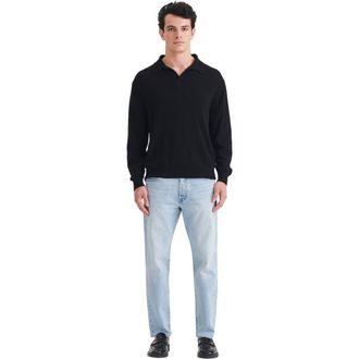 Naadam Lightweight Cashmere Relaxed Polo in Black at Nordstrom, Size Xx-Large