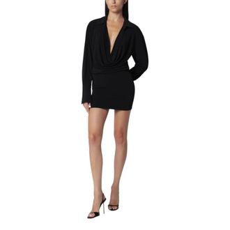Andamane Kleedjes, Dames, Zwart, S, Polyester, Lilia Jurk met Diepe V-hals