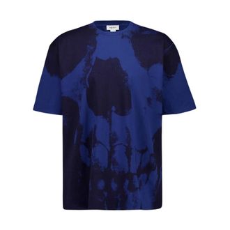 Alexander McQueen Tops, Heren, Blauw, M, Katoen, Engineered Skull T-Shirt