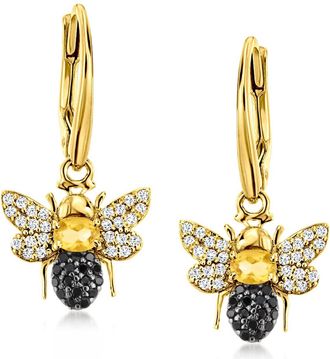 Ross-Simons Citrine and. White Topaz Bumblebee Drop Earrings With. Black Spinels in 18kt Gold Over Sterling