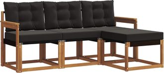 vidaXL Conjunto De Sof&aacute;s De Exterior 4 Uds. Natural Y Negro Vidaxl