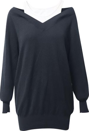 Alexander Wang Layered Sweater Dress in Black Merino Wool