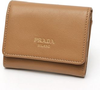 Prada Brown Leather Wallet (Tri-Fold) (Pre-Owned)