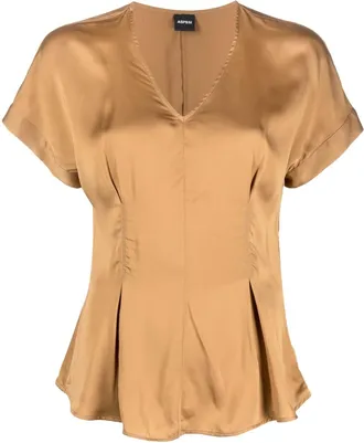 Aspesi satin-finish flared blouse - women - Viscose - 42 - Brown