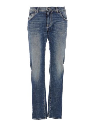 Dolce & Gabbana Denim jeans with zip and plaque logo