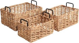 Happimess Handwoven Water Hyacinth Nesting Storage Baskets with Metal Handles in Natural at Nordstrom