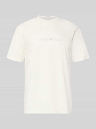 Emporio Armani Regular Fit T-Shirt mit Logo-Detail in Offwhite, Gr&ouml;&szlig;e XXL