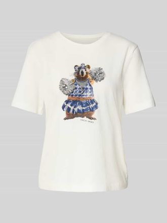 Marc Cain T-Shirt mit Motiv-Print und Rundhalsausschnitt in Offwhite, Gr&ouml;&szlig;e 36