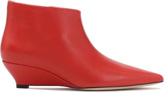 Kazar Rode laarsjes met lage hak - Dames - Laarzen met Hak - Rood - 38 EU - Leer - Schoenen