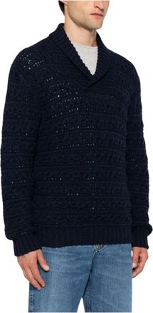 Canali V-neck Knitwear - male - Canali - V-neck Knitwear - Blue - 2XL - Knitwear