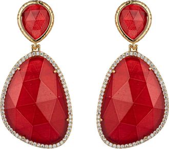 Eye Candy Los Angeles Double Drop Stone Earrings in Red at Nordstrom Rack