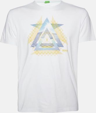 HUGO BOSS Boss By Hugo Boss White Printed Cotton Modern Fit T-Shirt