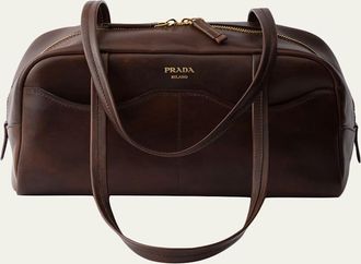 Prada Antiqued Leather Shoulder Bag