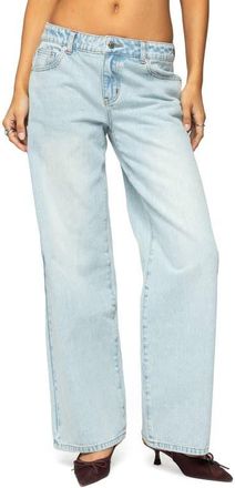 Edikted Ace Relaxed Low Rise Wide Leg Jeans in Blue at Nordstrom, Size X-Small