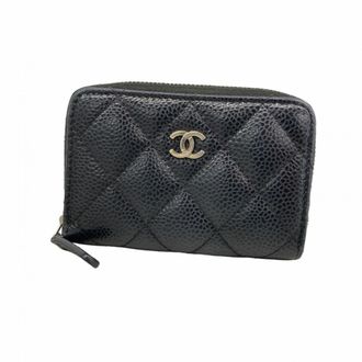 Chanel Black Grained Calfskin Coin Purse/Coin Case (Pre-Owned)