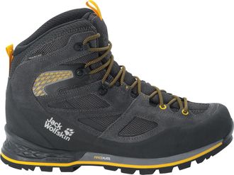 Jack Wolfskin Trekkingschuh JACK WOLFSKIN FORCE CREST TEXAPORE MID M, Herren, Gr. UK 6 - EU 39,5, Normalschaft, schwarz (schwarz, burlygelbxt), Obermaterial: Synthe