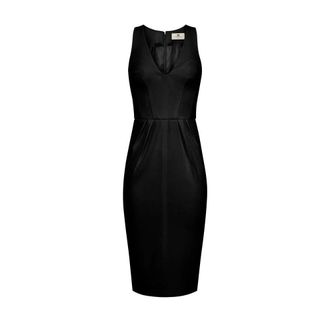 Elisabetta Franchi Midi Dresses, female, Black, Size: 2XL Lightweight Crepe Dress