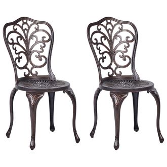 Beliani Beliani - Conjunto De 2 Sillas De Balc&oacute;n Vintage Jard&iacute;n De Aluminio Marr&oacute;n Triora