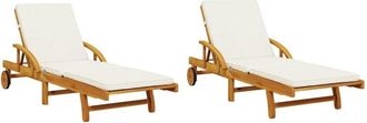 vidaXL Vidaxl - Tumbonas Con Cojines 2 Uds Madera Maciza De Acacia 200x68x83 Cm