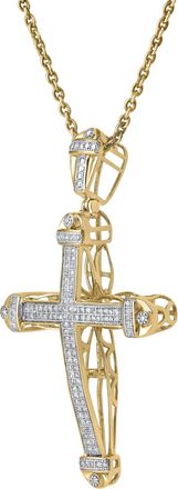 LuvMyJewelry Haven 10K Gold Diamond Cross Pendant - 0.50 CT