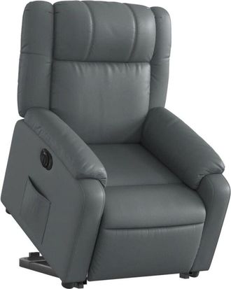 vidaXL Vidaxl - Sillón reclinable elevable eléctrico de cuero sintético gris