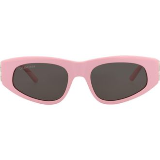 Balenciaga 53mm Rectangle Sunglasses in Pink Silver Grey at Nordstrom Rack